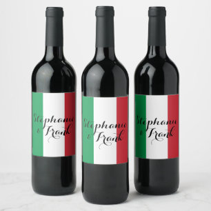 Italiaanse vlagkleuren bruiloft wijn etiket