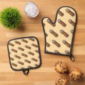 Italiaanse voedselbakkerij chocolade Chip Cannoli Ovenwant & Pannenlap Set (Top down)