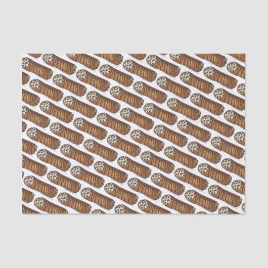 Italiaanse voedselbakkerij chocolade Chip Cannoli Tissuepapier (Voorkant)