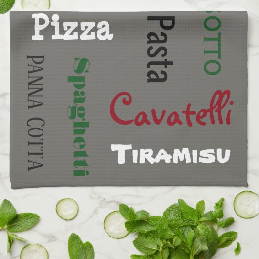 Italiaanse voedselgrijs theedoek (Gevouwen)