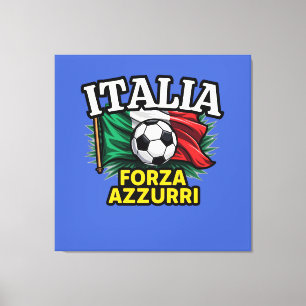 Italiaanse Voetbalpassie – Forza Azzurri Vlag Canvas Afdruk