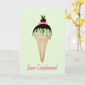 Italiaanse vogeldag Waterverf Ice Cream Kaart (Gele Bloem)