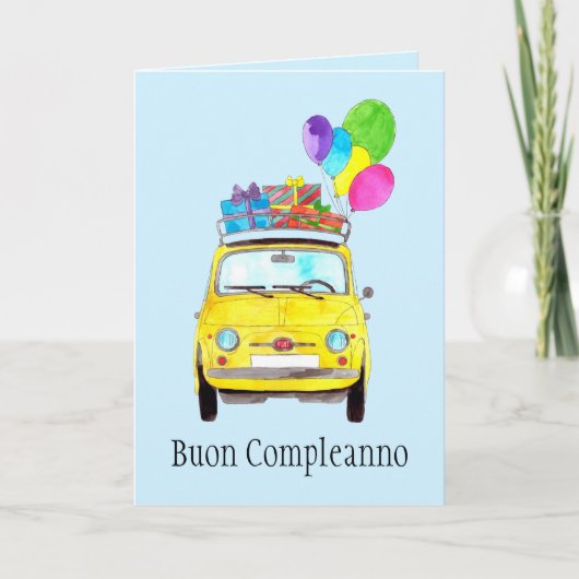 Italiaanse vogelretro Fiat 500 Kaart (Voorkant)