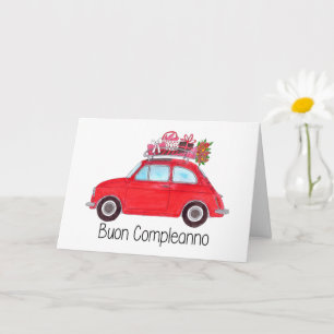 Italiaanse vogelretro Fiat 500 Kaart