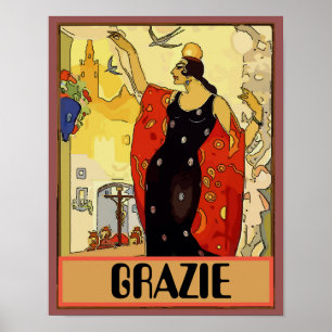 Italiaanse vrouw en wijn, Vino-Poster Poster