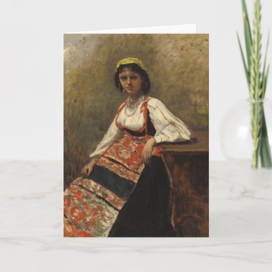 Italiaanse vrouw (La Morieri) door Corot Kaart (Voorkant)