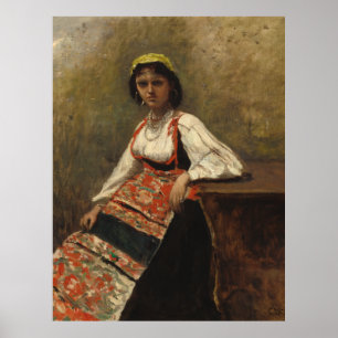 Italiaanse vrouw (La Morieri) door Corot Poster