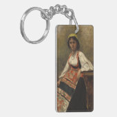 Italiaanse vrouw (La Morieri) door Corot Sleutelhanger (Voorkant Links)