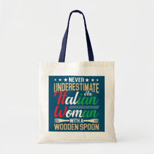 Italiaanse vrouw met een Wooden Spoon Funny italia Tote Bag