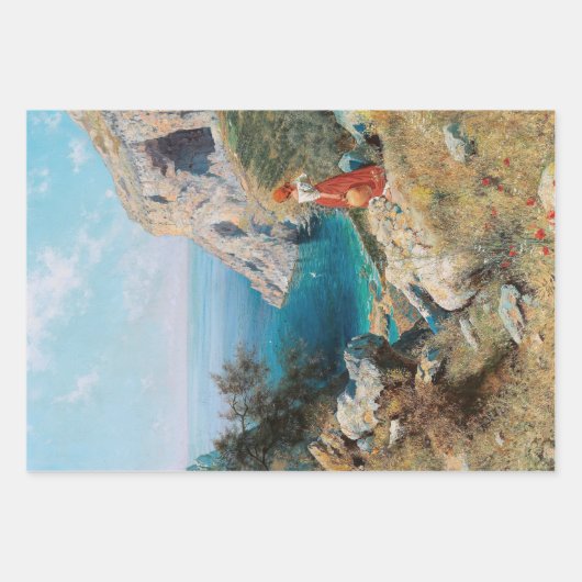  italiaanse vrouw rustieke decoupage inpakpapier vel (Voorkant)