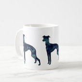 Italiaanse Waterverf Greyhound Dog Black Silhouett Koffiemok (Voorkant links)