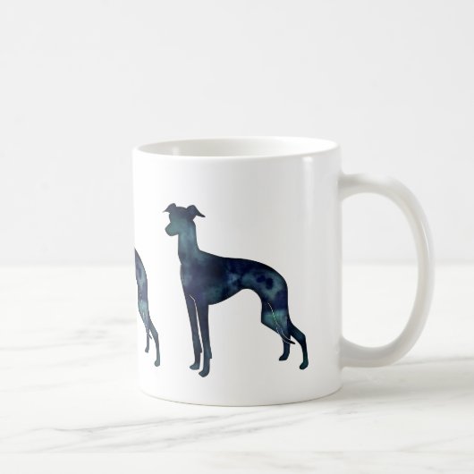 Italiaanse Waterverf Greyhound Dog Black Silhouett Koffiemok (Rechts)