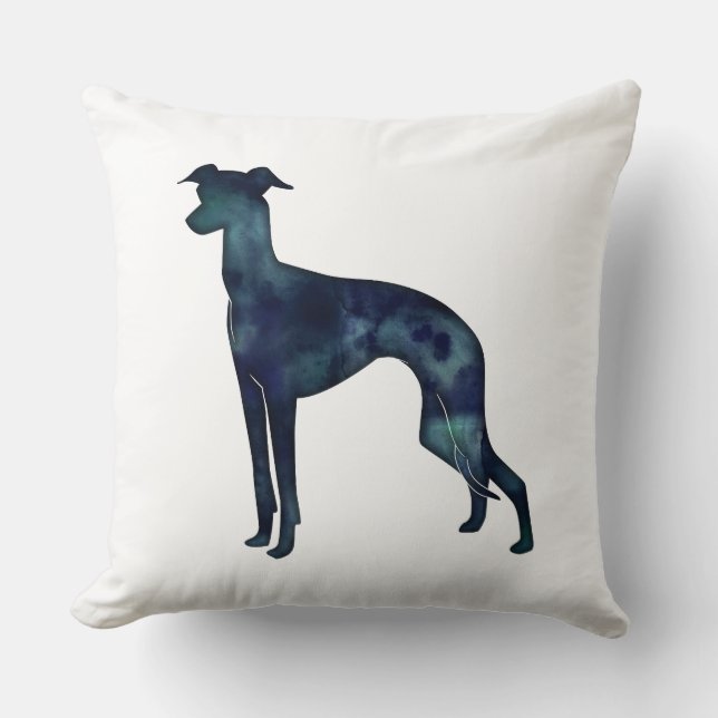 Italiaanse Waterverf Greyhound Dog Black Silhouett Kussen (Voorkant)