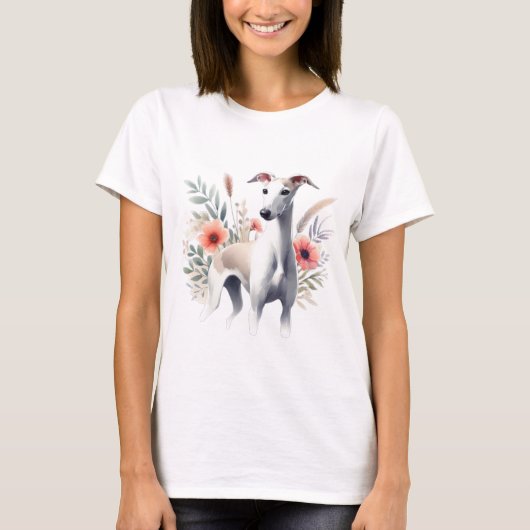 Italiaanse Waterverf Greyhound T-shirt (Voorkant)
