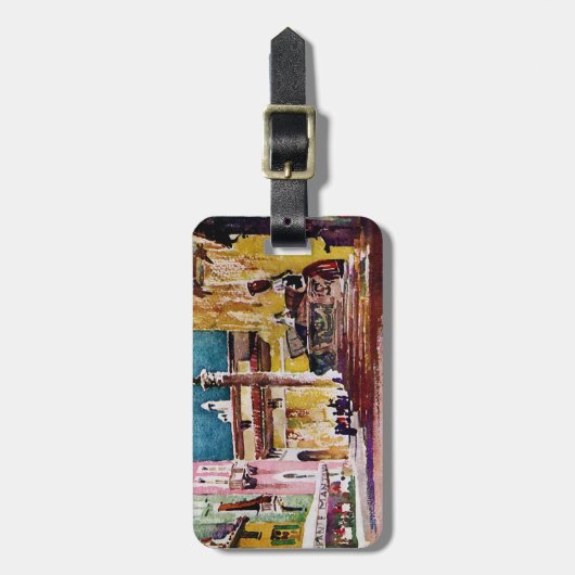 Italiaanse Waterverf Piazza Bagagelabel (Voorkant verticaal)