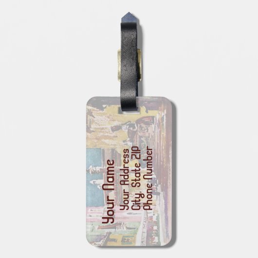 Italiaanse Waterverf Piazza Bagagelabel (Achterkant verticaal)