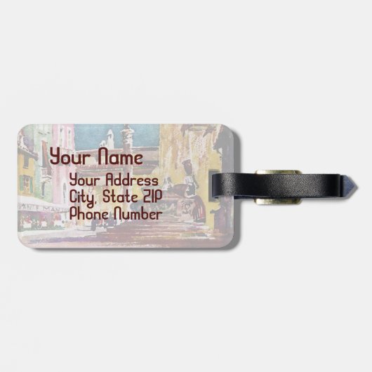 Italiaanse Waterverf Piazza Bagagelabel (Achterkant horizontaal)