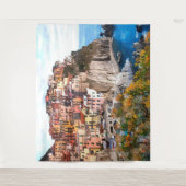 Italiaanse Waterverf van de Amalfi-kust Kunstschil Wandkleed (Voorkant)