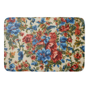 Italiaanse weelderige rode en blauwe bloemen met w badmat