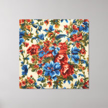 Italiaanse weelderige rode en blauwe bloemen met w