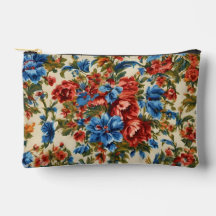 Italiaanse weelderige rode en blauwe bloemen met w