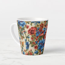 Italiaanse weelderige rode en blauwe bloemen met w