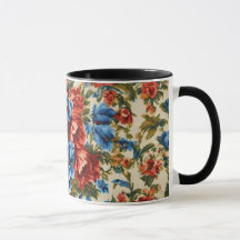 Italiaanse weelderige rode en blauwe bloemen met w
