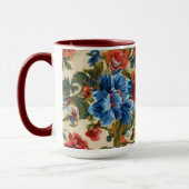 Italiaanse weelderige rode en blauwe bloemen met w mok (Links)