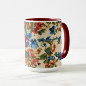 Italiaanse weelderige rode en blauwe bloemen met w mok (Voorkant rechts)