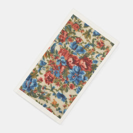 Italiaanse weelderige rode en blauwe bloemen met w servet