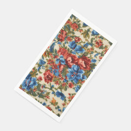 Italiaanse weelderige rode en blauwe bloemen met w servet