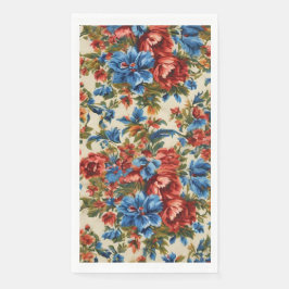 Italiaanse weelderige rode en blauwe bloemen met w servet