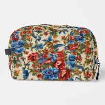 Italiaanse weelderige rode en blauwe bloemen met w