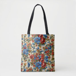 Italiaanse weelderige rode en blauwe bloemen met w tote bag