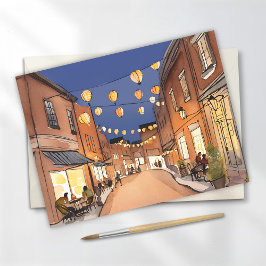 Italiaanse wijk North End Boston Aquarelkaart