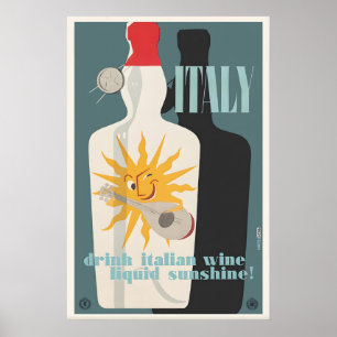 Italiaanse wijn vintage drank poster print cadeau