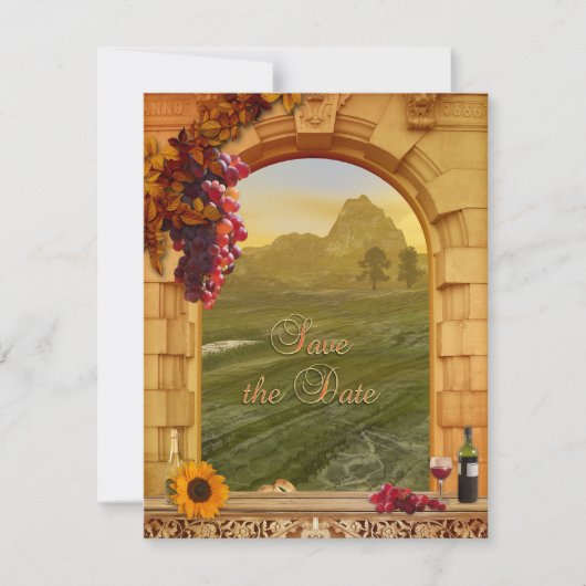 Italiaanse wijngaard bruiloft Save the Date Aankondiging (Voorkant)