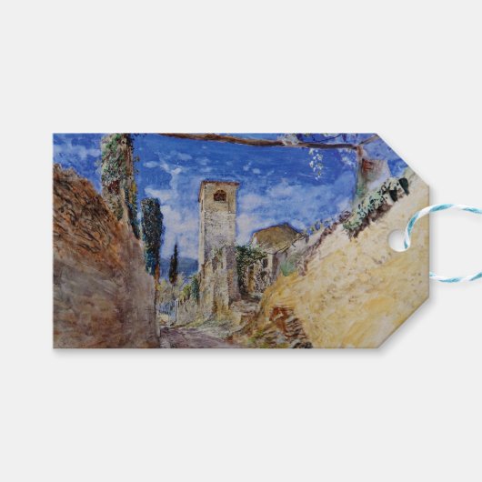 Italiaanse Wijngaard Walkway in Lucca Cadeaulabel (Voorkant (Horizontaal))