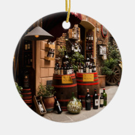 Italiaanse wijnwinkel in Montepulciano, Toscane Keramisch Ornament