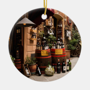 Italiaanse wijnwinkel in Montepulciano, Toscane Keramisch Ornament
