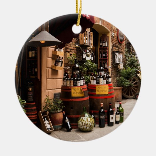 Italiaanse wijnwinkel in Montepulciano, Toscane Keramisch Ornament (Voorkant)