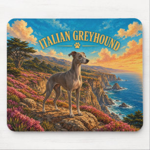 Italiaanse Windhond, Big Sur Vintage Waterverf Muismat