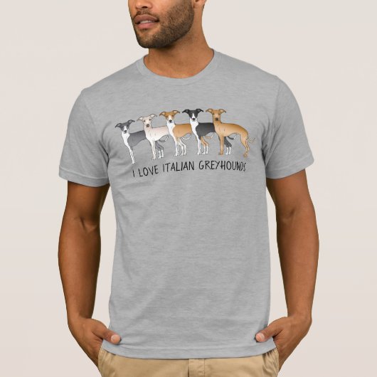 Italiaanse Windhond Cartoon Honden Met Aangepaste  T-shirt (Voorkant)