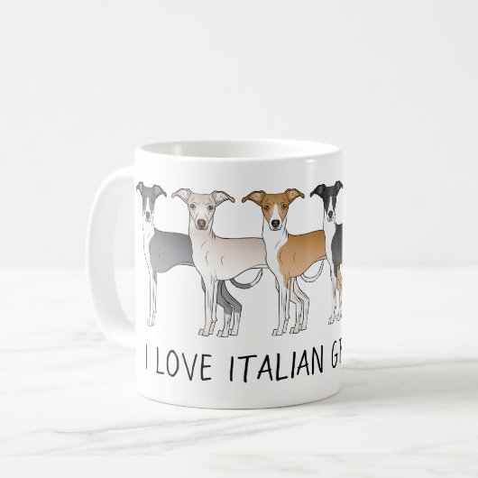 Italiaanse Windhond Cartoonhonden met aangepaste t Koffiemok (Voorkant links)