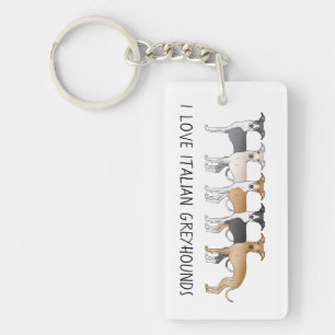 Italiaanse Windhond Cartoonhonden met aangepaste t Sleutelhanger
