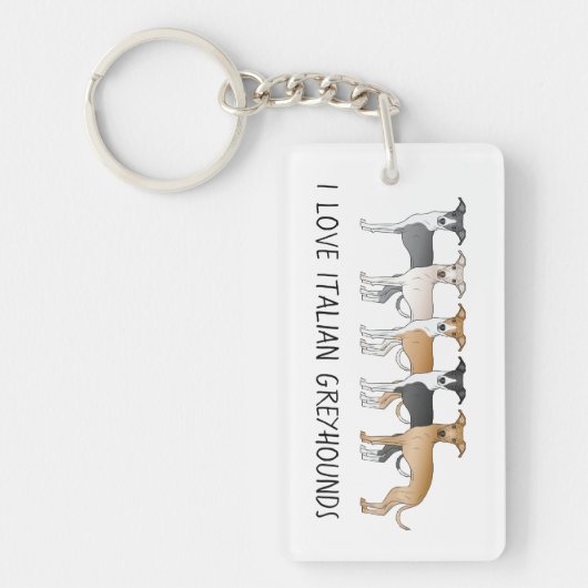 Italiaanse Windhond Cartoonhonden met aangepaste t Sleutelhanger (Voorkant)