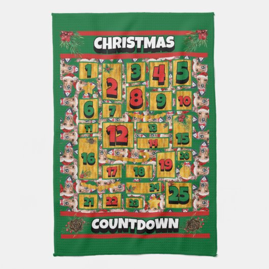 Italiaanse Windhond Countdown Kerst Advent Hond Theedoek (Verticaal)