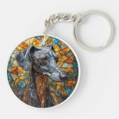 Italiaanse windhond Glas in lood Art Sleutelhanger (Achterkant)