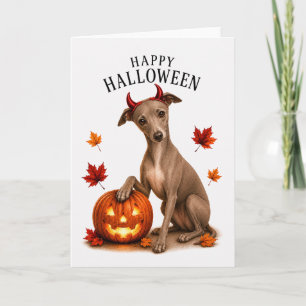 Italiaanse Windhond Halloween DuivelsHond Kaart
