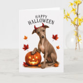 Italiaanse Windhond Halloween DuivelsHond Kaart (Gele Bloem)